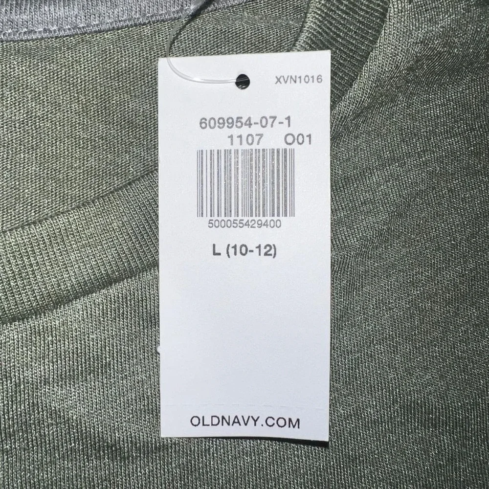 NWT Old Navy Shirt Youth Size L (10-12) Olive Heather Long Sleeve Crew Neck Tee